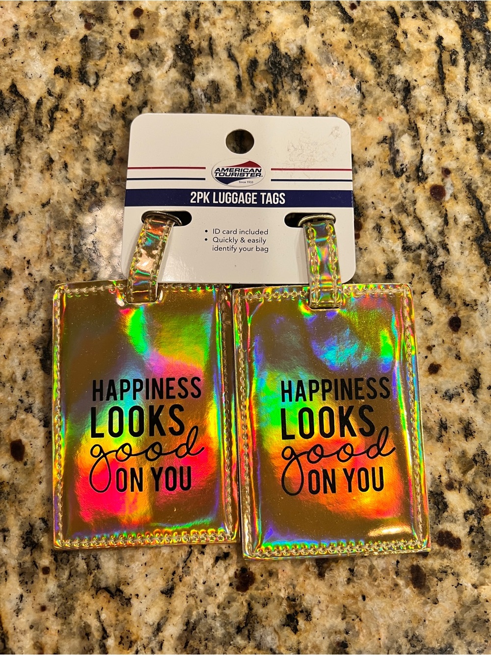 American Tourister Holographic Rainbow Luggage ID Tags (Set of 2)